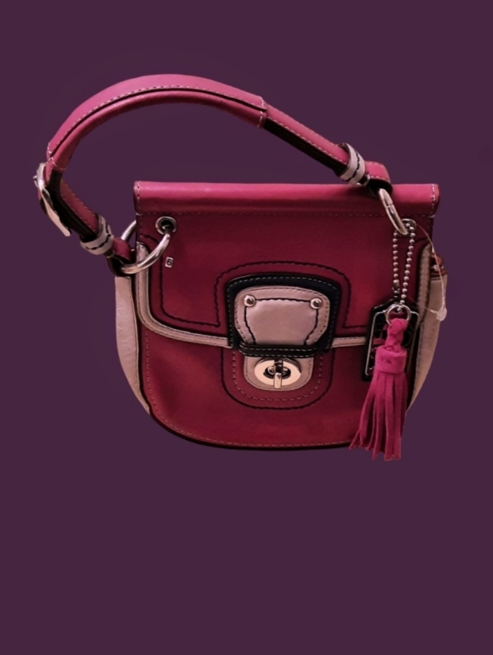 Coach Legacy Mini Willis Distressed Leather Crossbody Bag In Berry & Slate